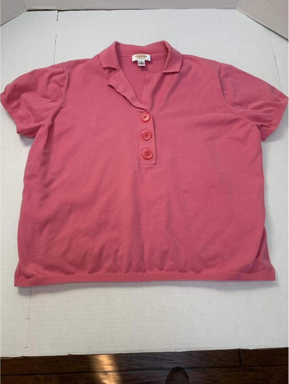 Talbots Womans Size 2XL Pink Cotton Pullover Top Shirt